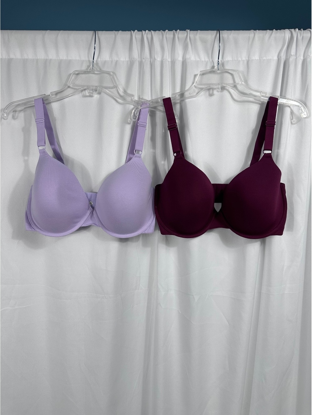 Fruit of the Loom Cotton Spandex Bra Set Size 36DD - Purple and Burgundy